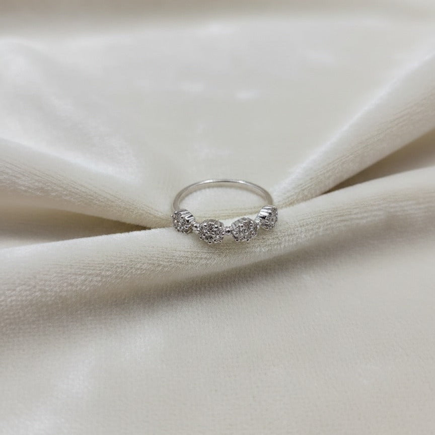 Silver Crystal Band Ring