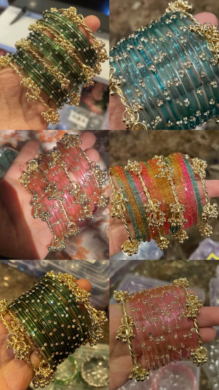 Zarx Kashmiri Raindrop Pearl Bangle Set for Women (golden bangle)