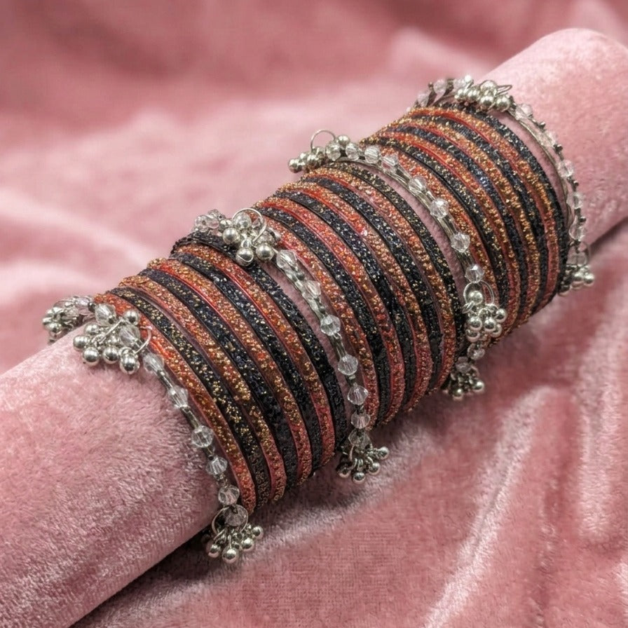 Zarx Kashmiri Raindrop Pearl Bangle Set for Women (golden bangle)