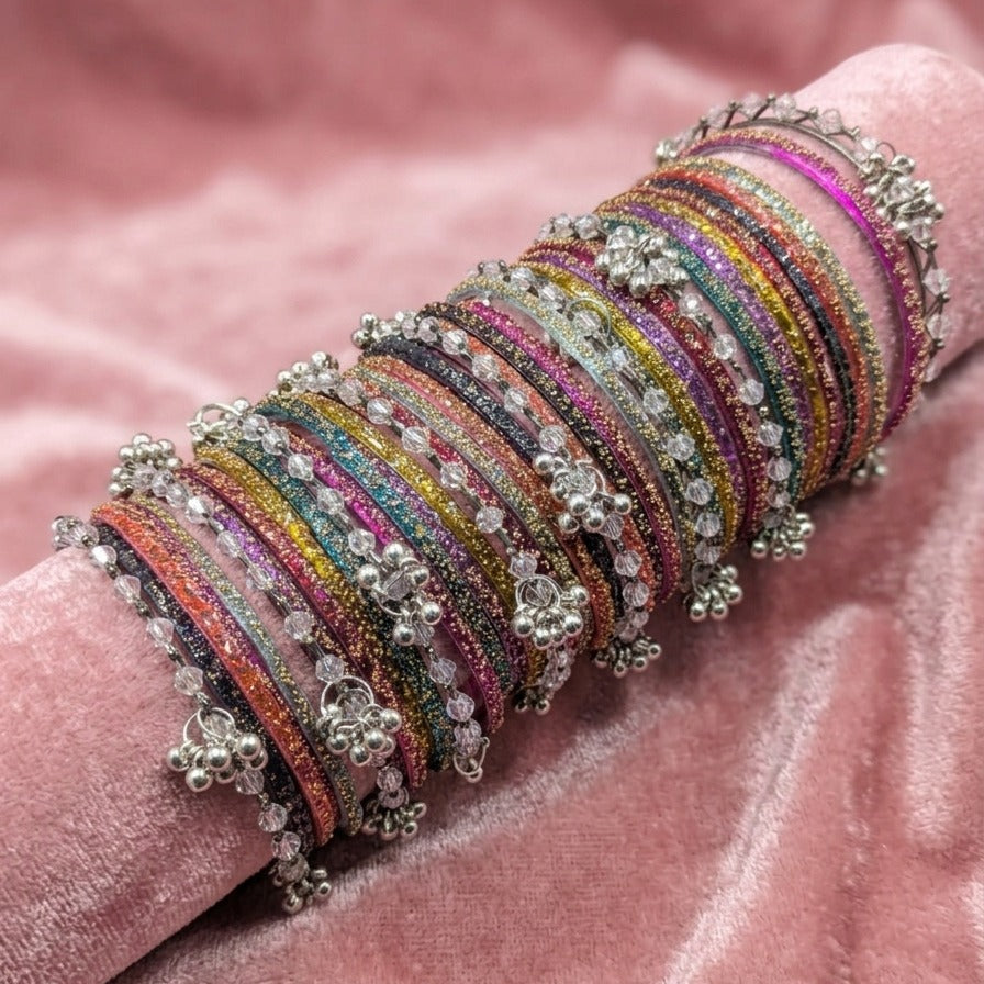 Zarx Kashmiri Raindrop Pearl Bangle Set for Women (golden bangle)