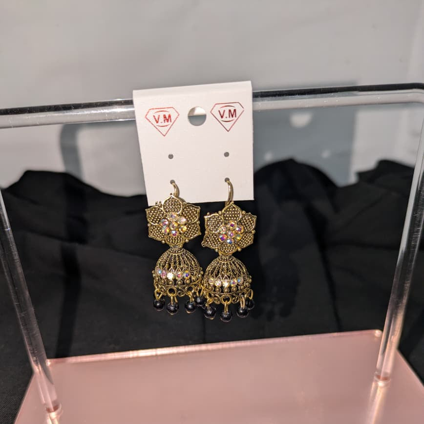 Traditional black  Antique Gold Jhumka