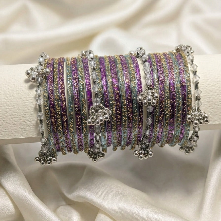 Zarx Kashmiri Raindrop Pearl Bangle Set for Women (golden bangle)