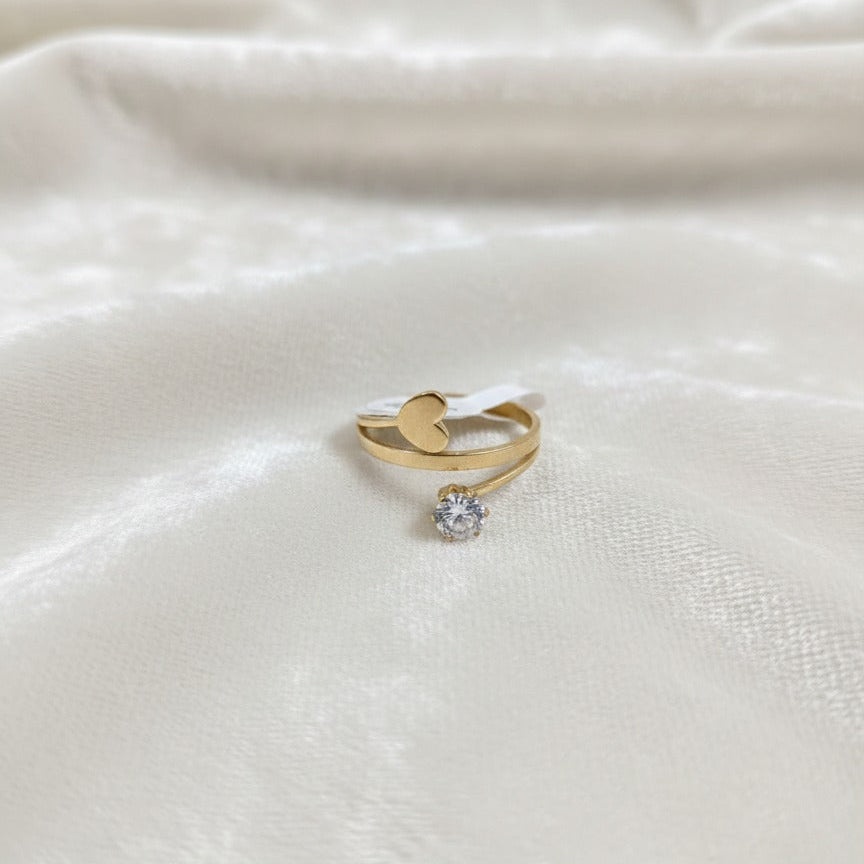 Gold Heart Crystal Ring